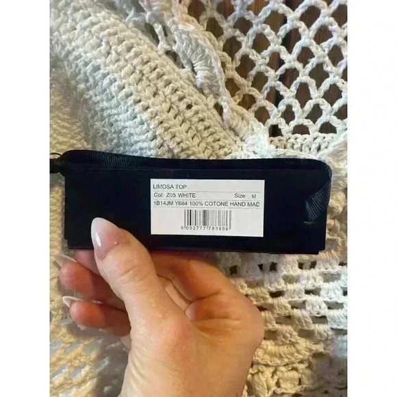 NWT Pinko Limosa Cream Cropped Crochet Tank Top Boho Festival Size Medium - Picture 7 of 10